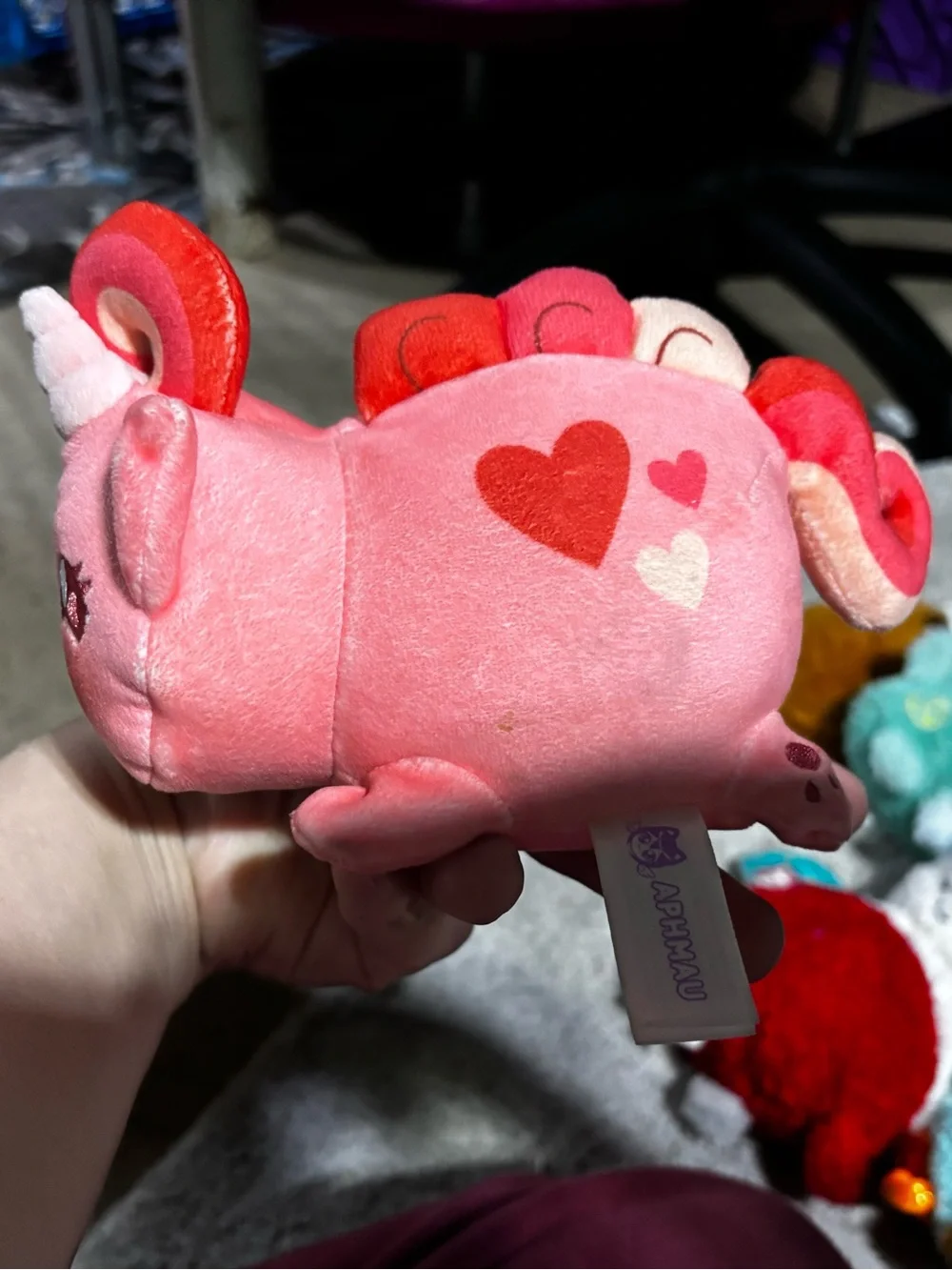 APHMAU Plush Pink Small Pet Toy - Soft Heart Design